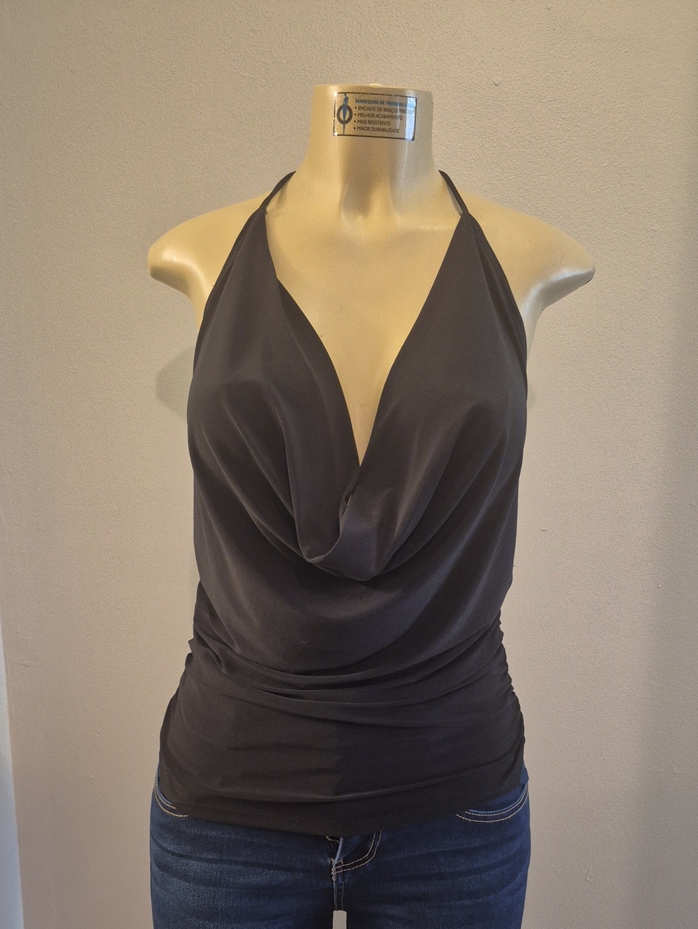 Joyce Leslie Black Halter Cowl Neck Top